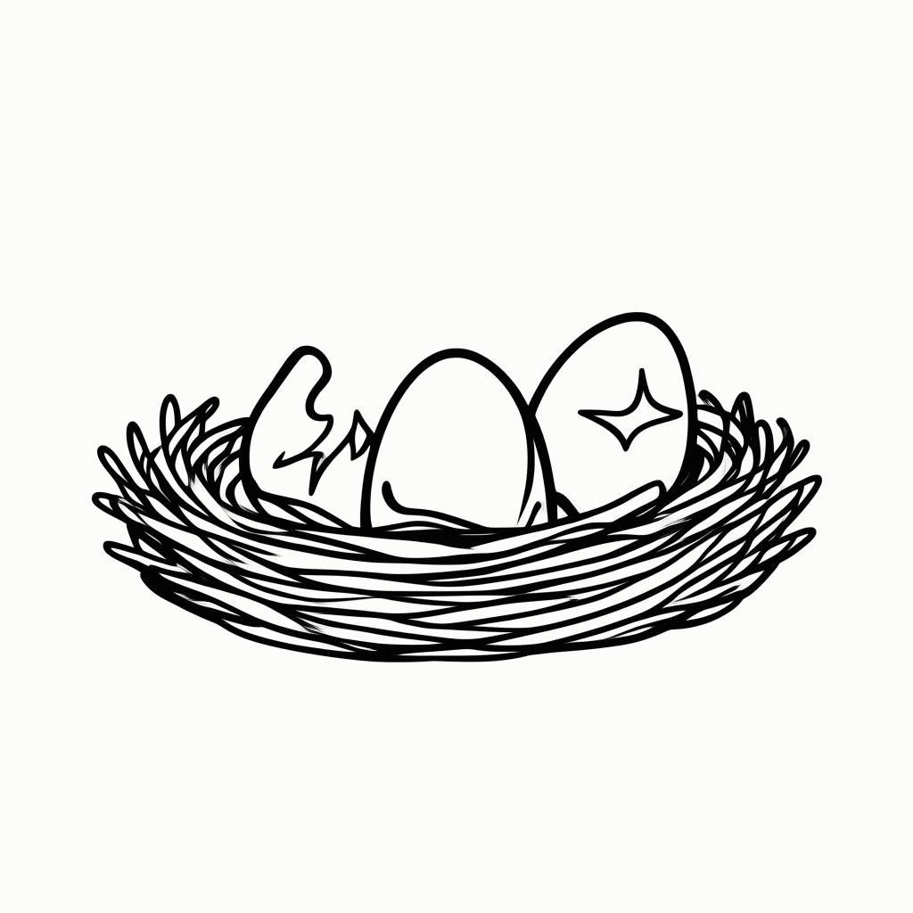 Desenho de Ovos No Ninho De Dinos para colorir e imprimir grátis em folha A4