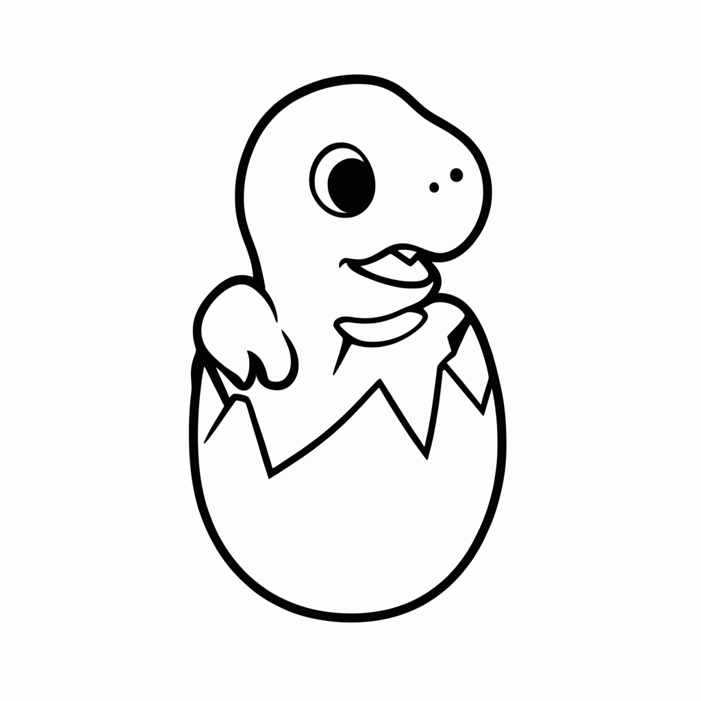 Desenho de Dino Bebê Chocando para colorir e imprimir grátis em folha A4