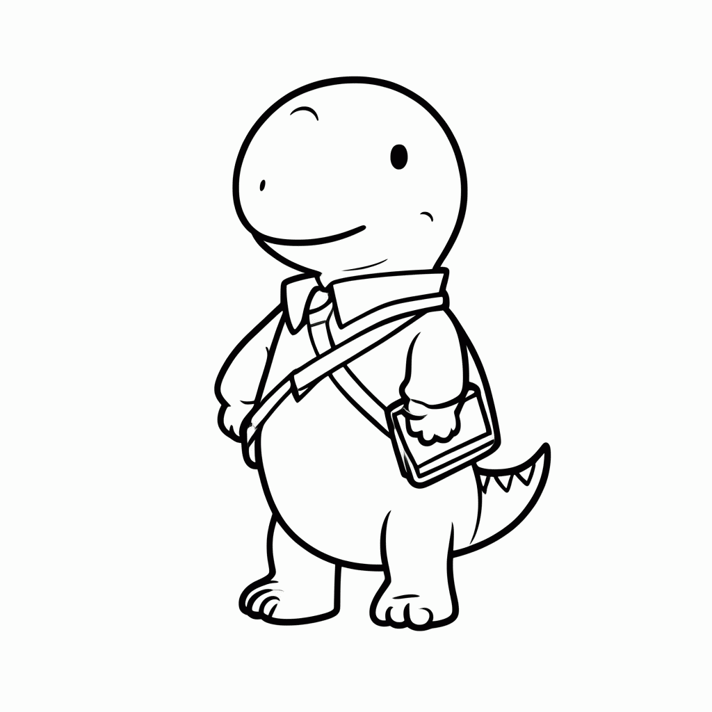 Desenho de Dino Carteiro para colorir e imprimir grátis em folha A4