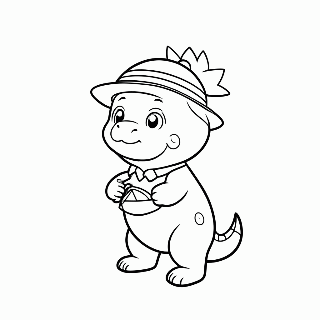 Desenho de Dino Jardineiro para colorir e imprimir grátis em folha A4