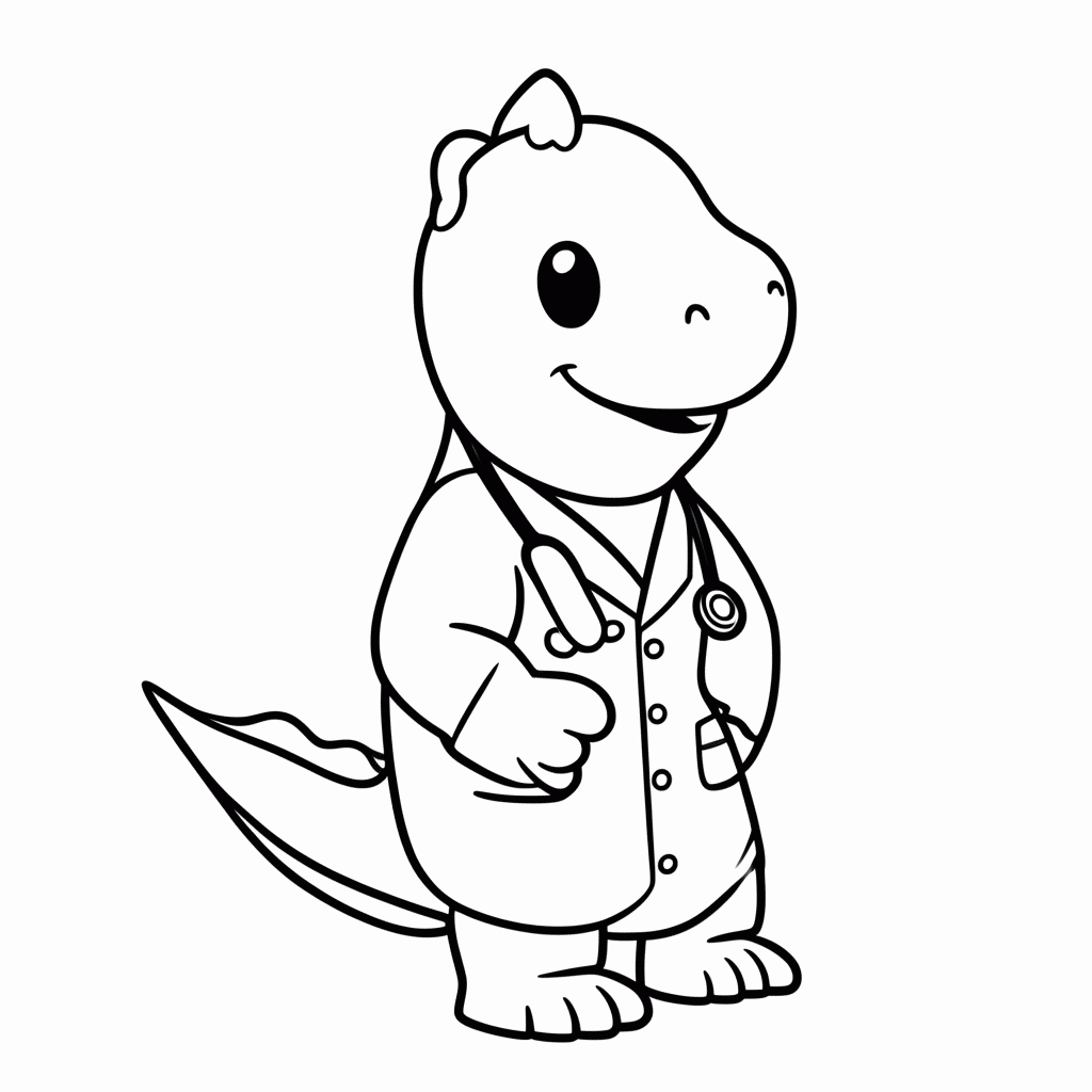 Desenho de Dino Médico para colorir e imprimir grátis em folha A4