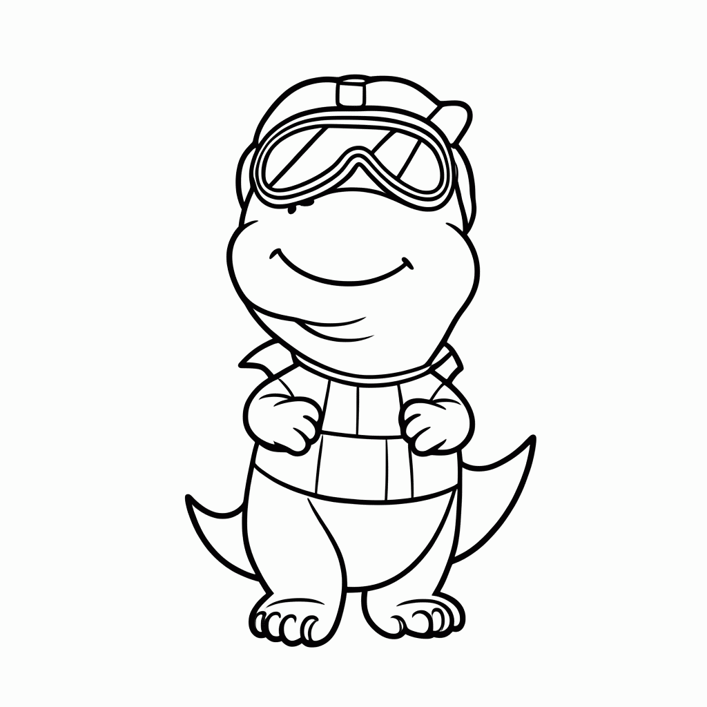 Desenho de Dino Piloto para colorir e imprimir grátis em folha A4