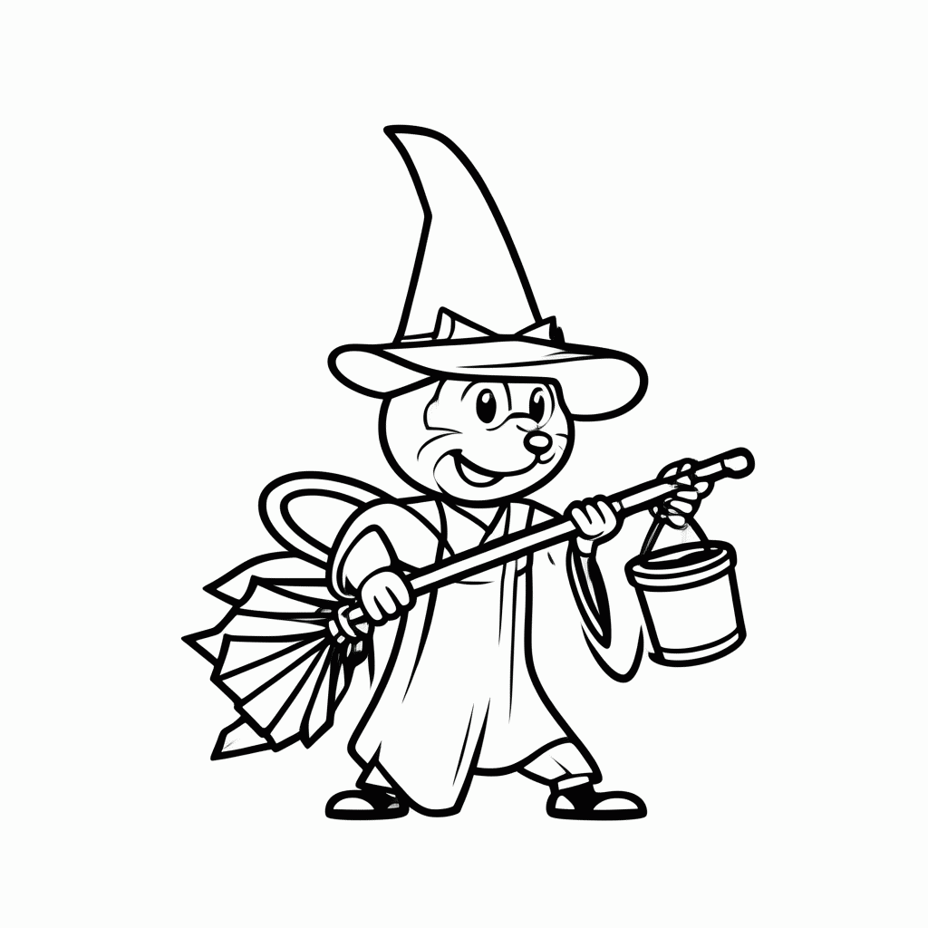 Desenho de Aprendiz de Feiticeiro para colorir e imprimir grátis em folha A4