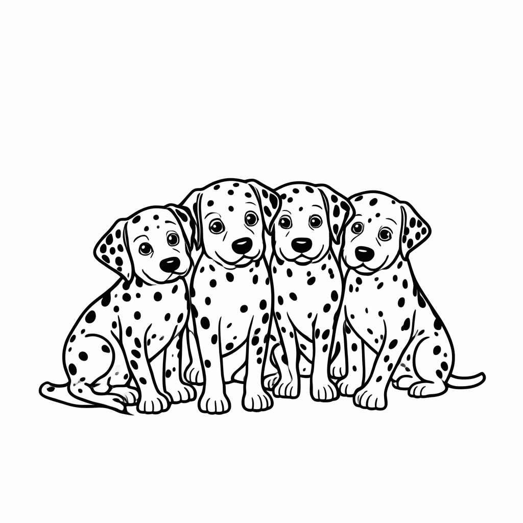 Desenho de Filhotes Dálmatas para colorir e imprimir grátis em folha A4
