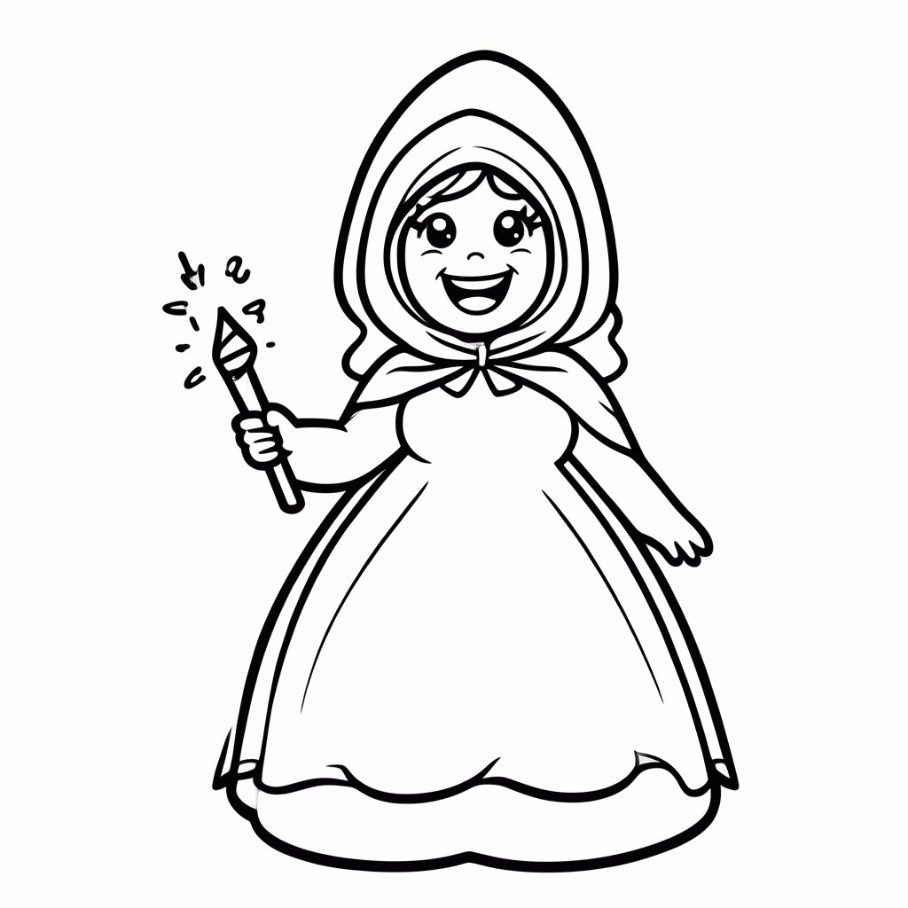 Desenho de Fada Madrinha para colorir e imprimir grátis em folha A4