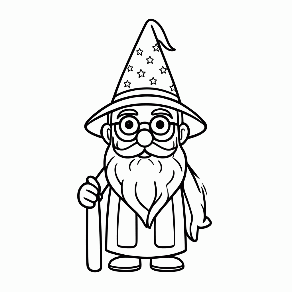 Desenho de Mago Velho e Sábio para colorir e imprimir grátis em folha A4