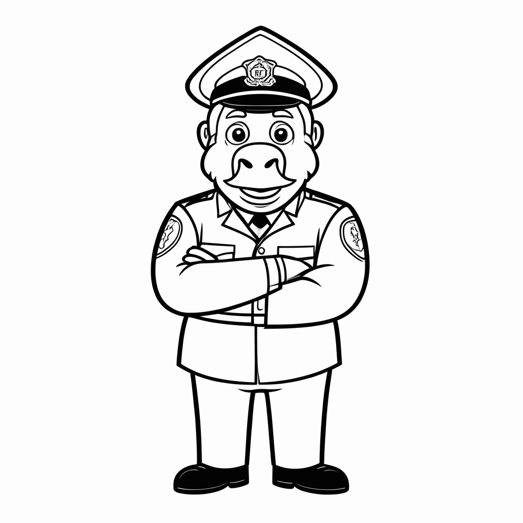 Desenho de Búfalo Chefe de Polícia para colorir e imprimir grátis em folha A4