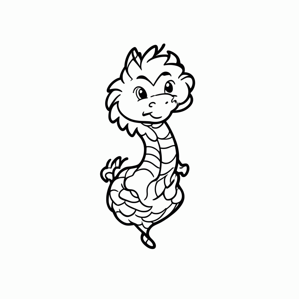 Desenho de Dragão de Água para colorir e imprimir grátis em folha A4
