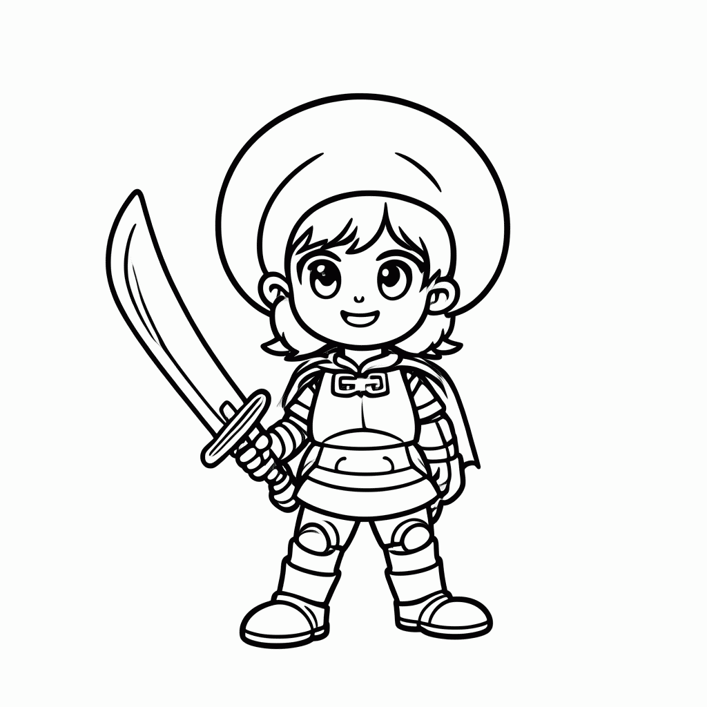 Desenho de Guerreira do Chapéu para colorir e imprimir grátis em folha A4