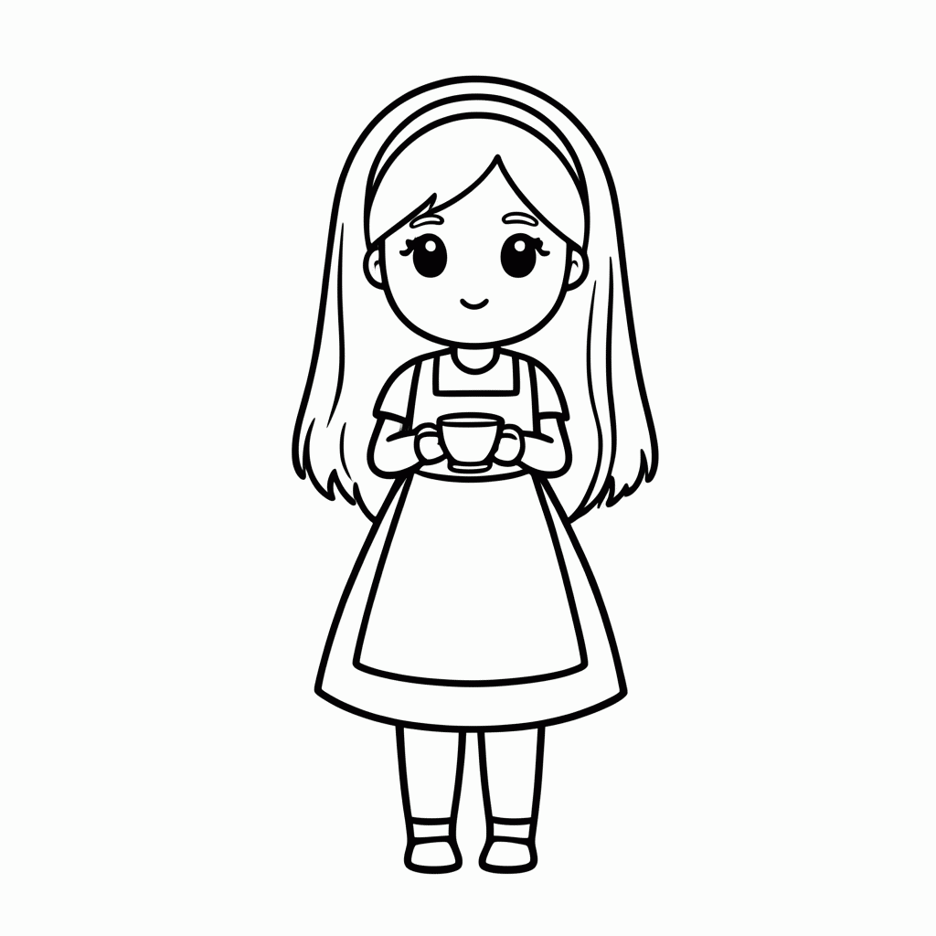 Desenho de Alice Wonderland para colorir e imprimir grátis em folha A4