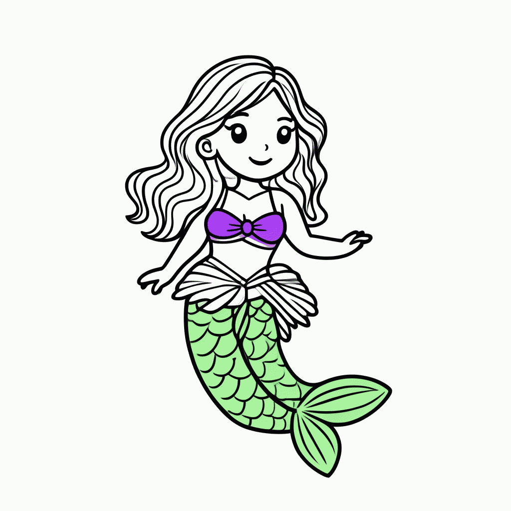 Desenho de Ariel Sereia para colorir e imprimir grátis em folha A4