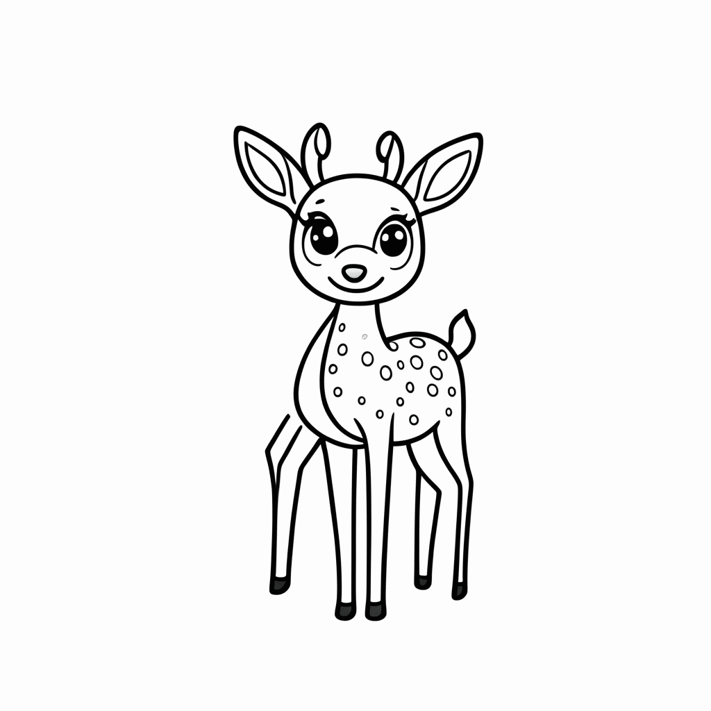 Desenho de Bambi para colorir e imprimir grátis em folha A4