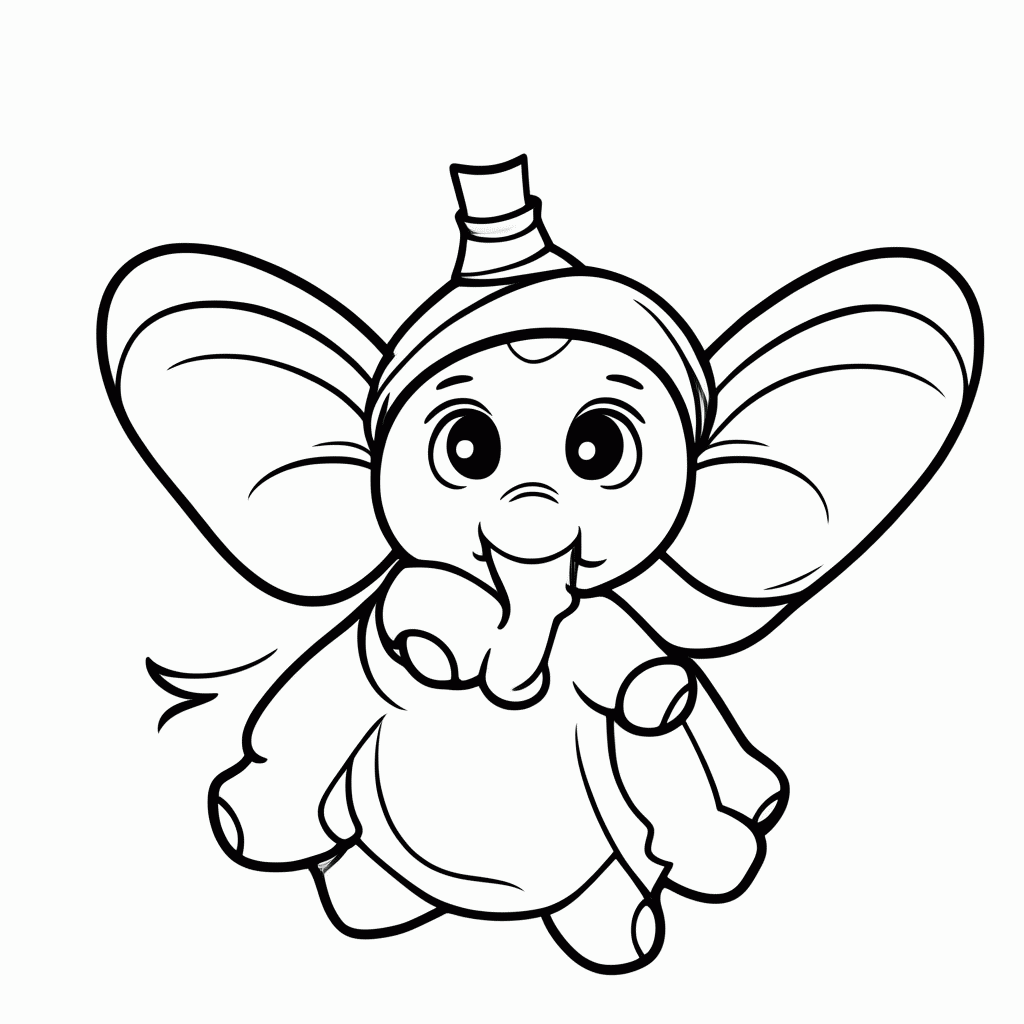 Desenho de Dumbo para colorir e imprimir grátis em folha A4