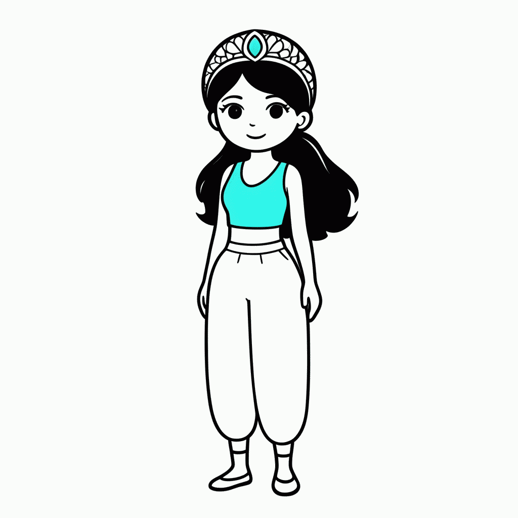 Desenho de Jasmine para colorir e imprimir grátis em folha A4