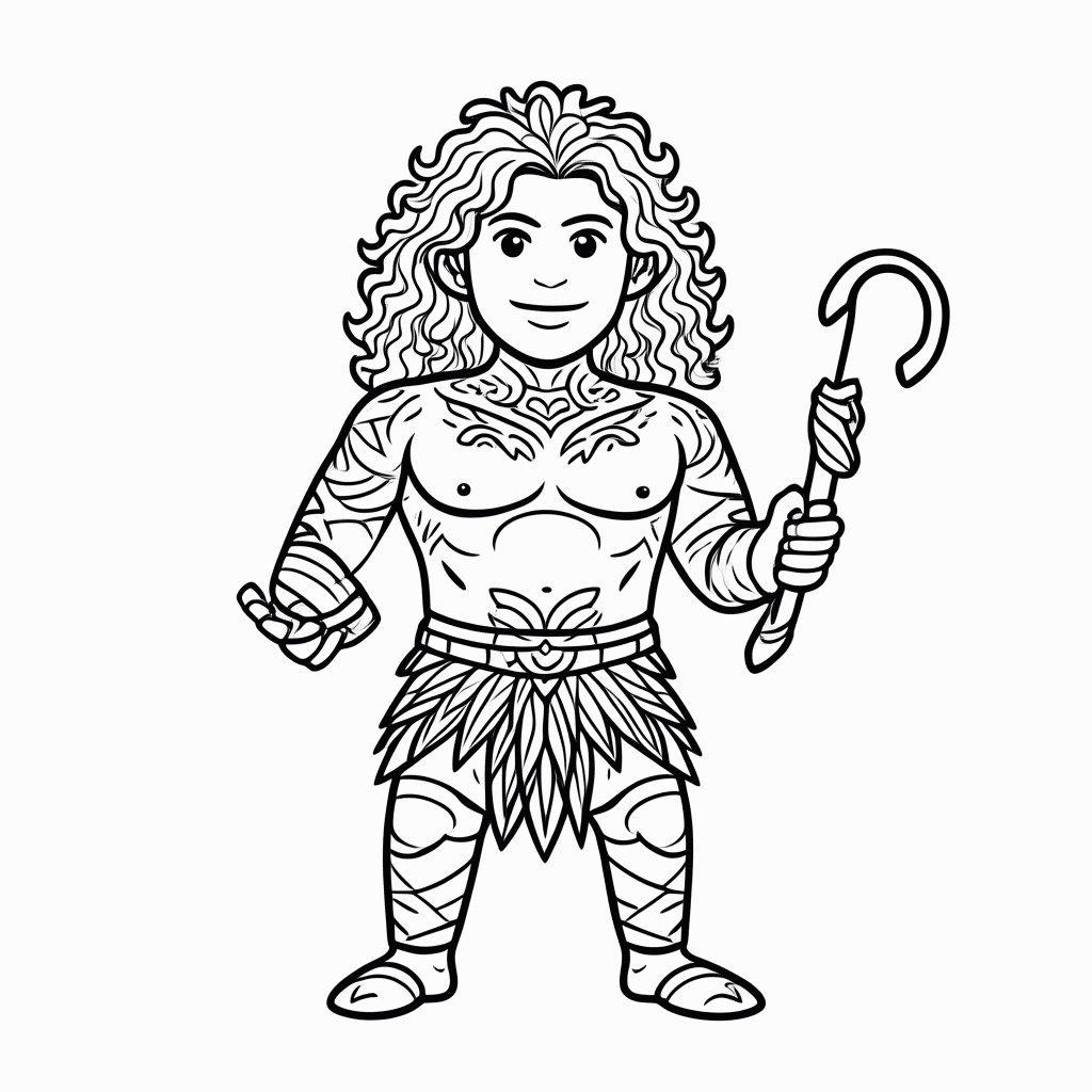 Desenho de Maui para colorir e imprimir grátis em folha A4