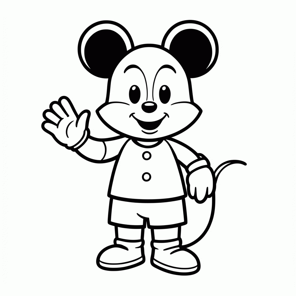 Desenho de Mickey Mouse para colorir e imprimir grátis em folha A4