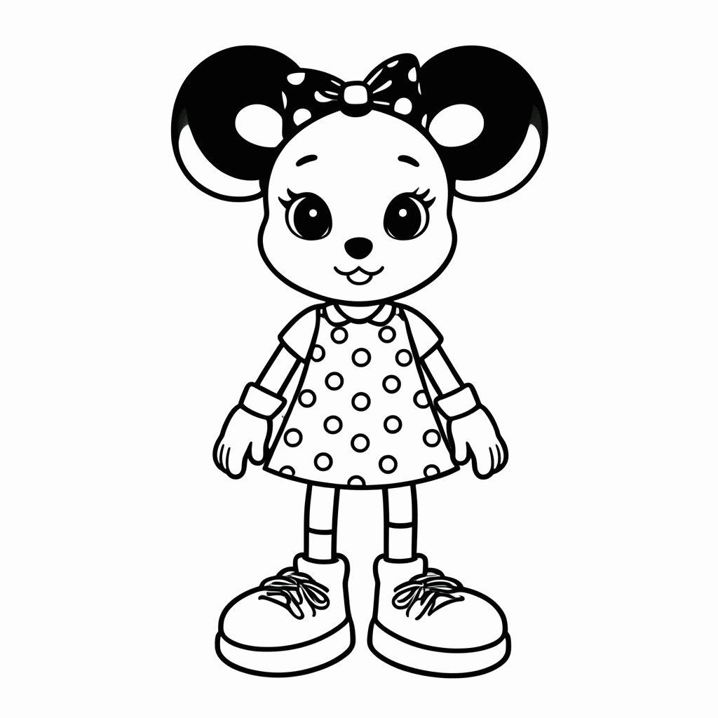 Desenho de Minnie Mouse para colorir e imprimir grátis em folha A4