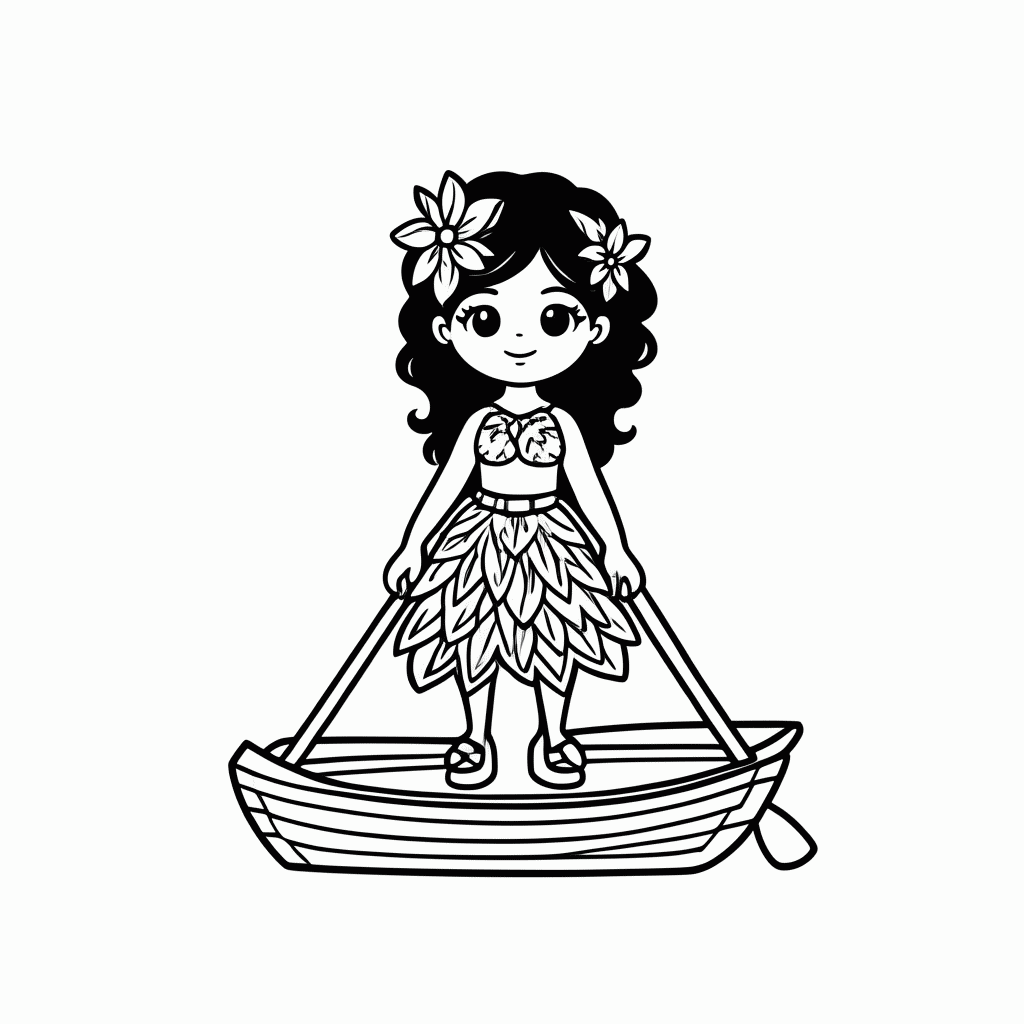 Desenho de Moana para colorir e imprimir grátis em folha A4