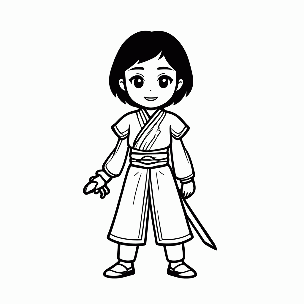 Desenho de Mulan para colorir e imprimir grátis em folha A4
