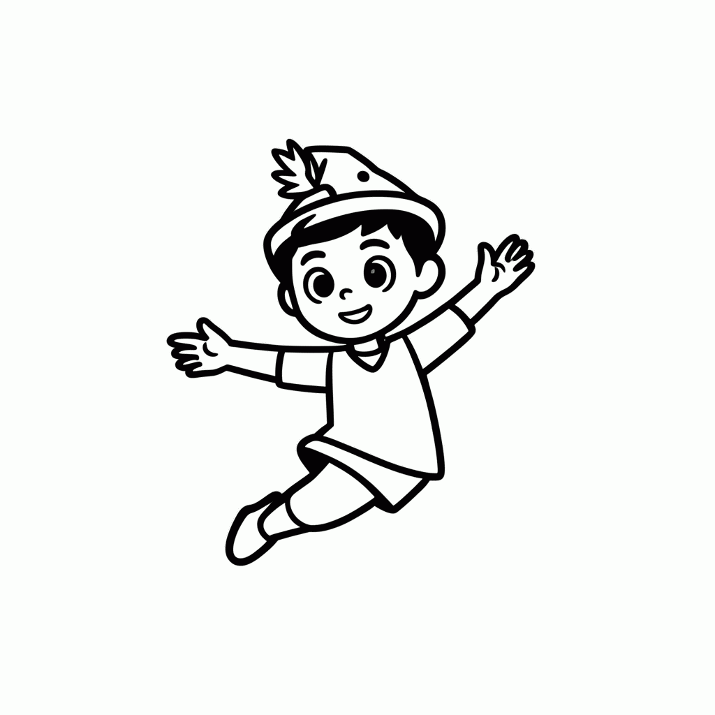 Desenho de Peter Pan para colorir e imprimir grátis em folha A4