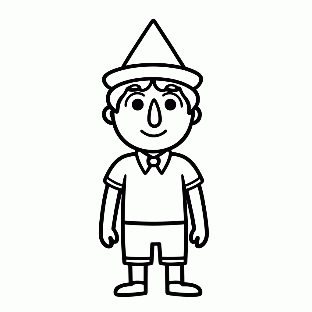 Desenho de Pinoquio para colorir e imprimir grátis em folha A4
