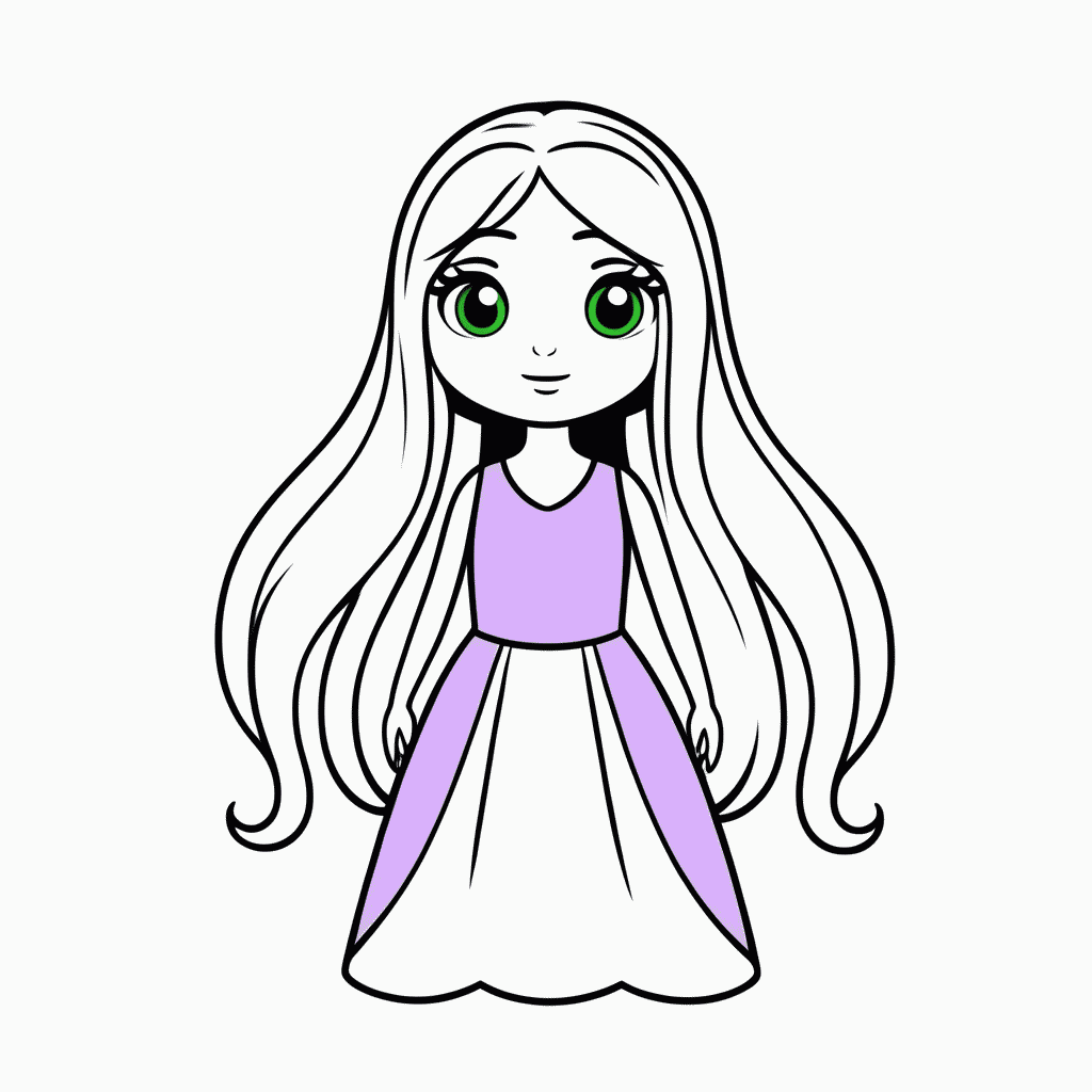 Desenho de Rapunzel para colorir e imprimir grátis em folha A4