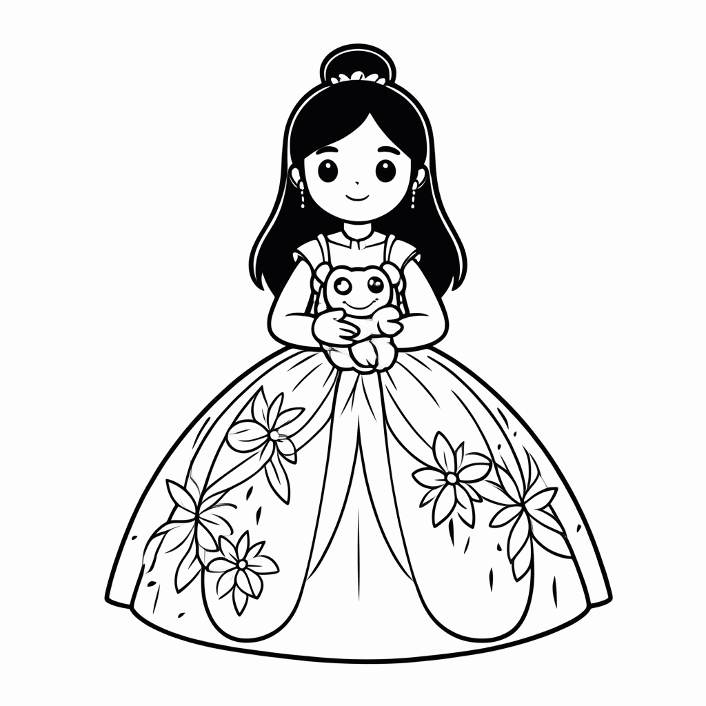 Desenho de Tiana para colorir e imprimir grátis em folha A4