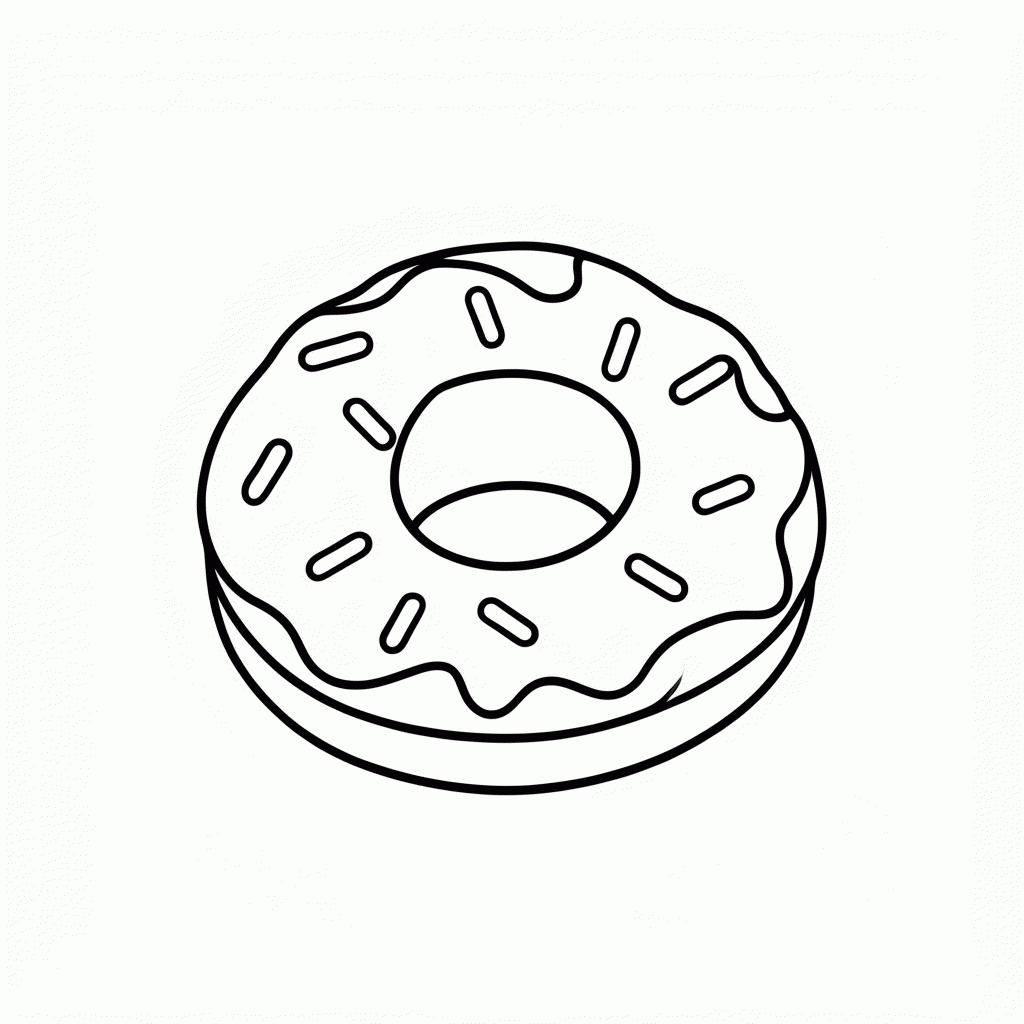 Desenho de Rosquinha (Donut) para colorir e imprimir grátis em folha A4
