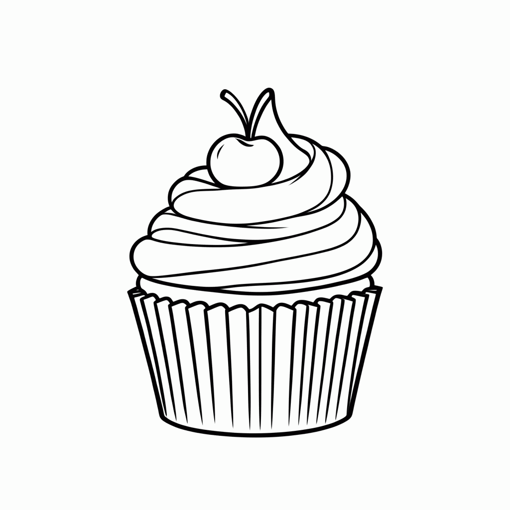 Desenho de Cupcake para colorir e imprimir grátis em folha A4