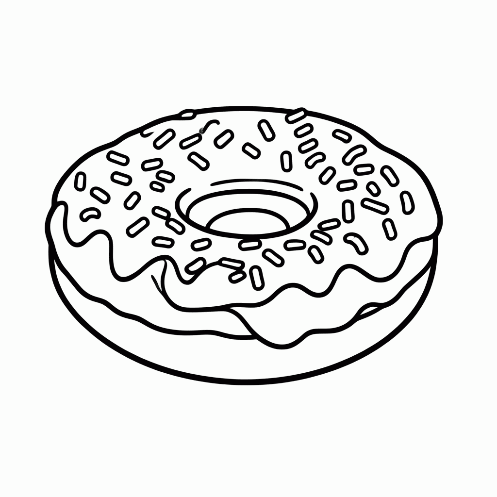 Desenho de Donut para colorir e imprimir grátis em folha A4