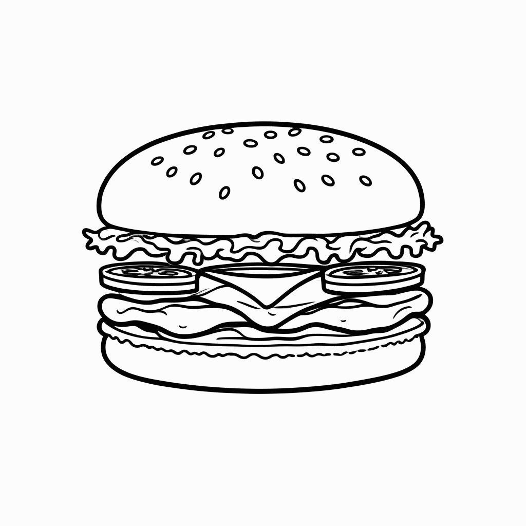 Desenho de Hamburguer para colorir e imprimir grátis em folha A4