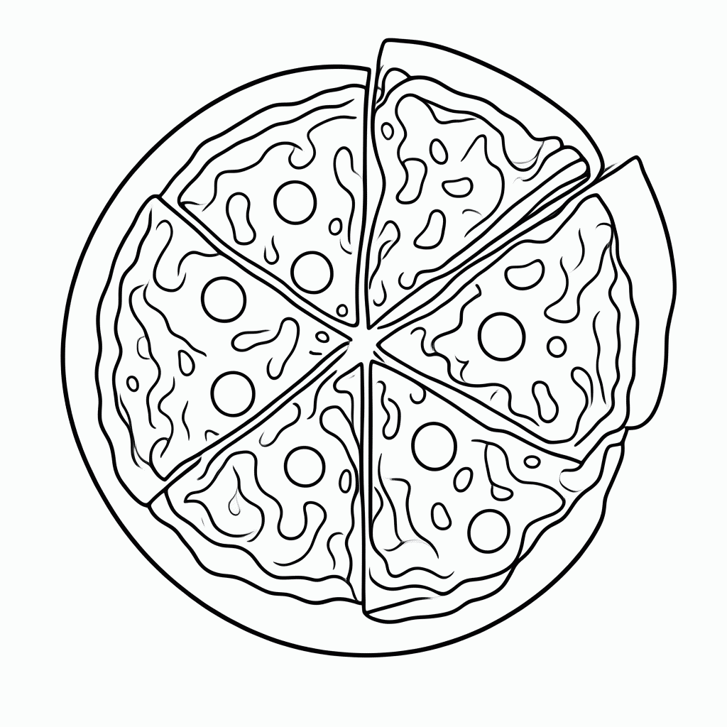 Desenho de Pizza para colorir e imprimir grátis em folha A4