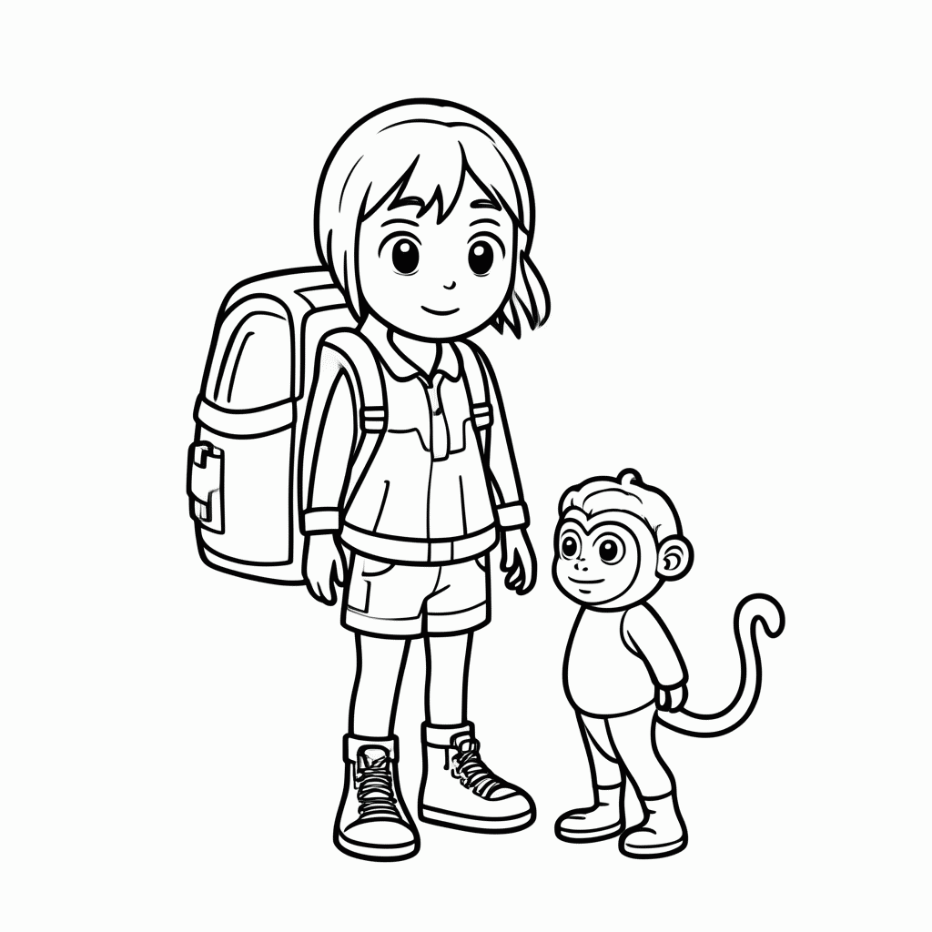 Desenho de Botas Macaco Amigo para colorir e imprimir grátis em folha A4
