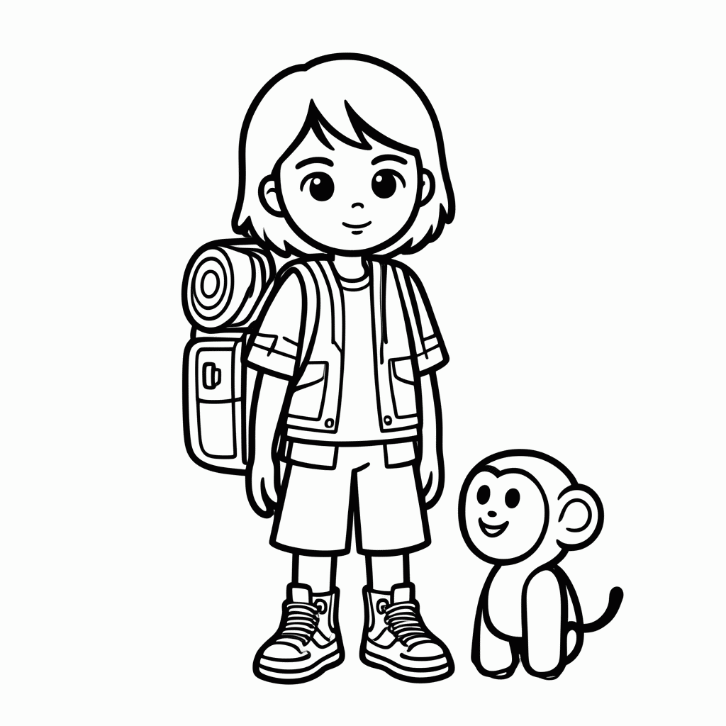 Desenho de Dora Com Binoculo para colorir e imprimir grátis em folha A4