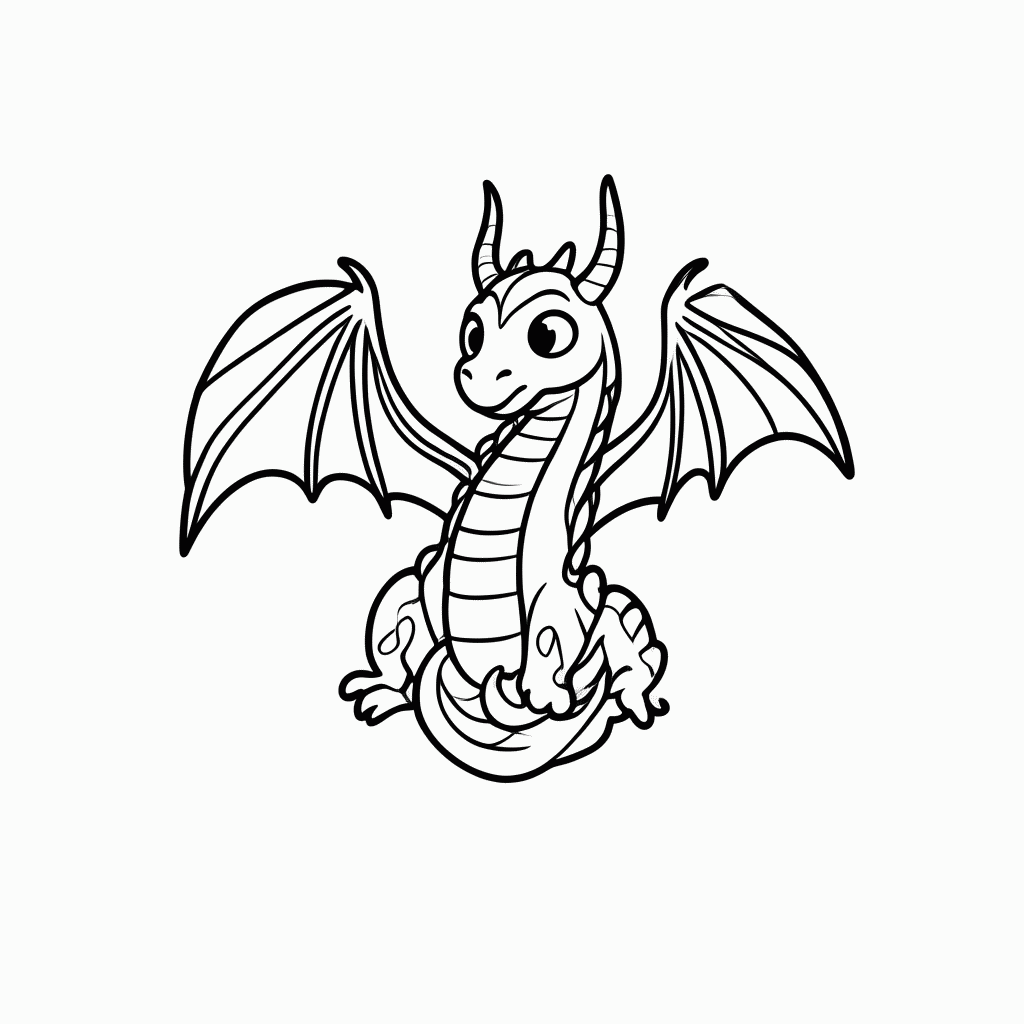 Desenho de Dragao Alado Medieval para colorir e imprimir grátis em folha A4
