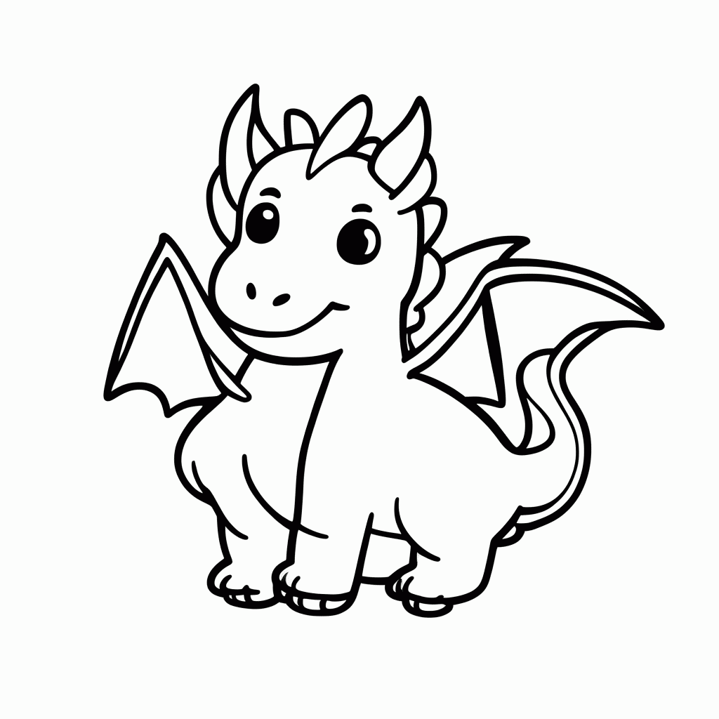 Desenho de Dragao Bebe Fofo para colorir e imprimir grátis em folha A4
