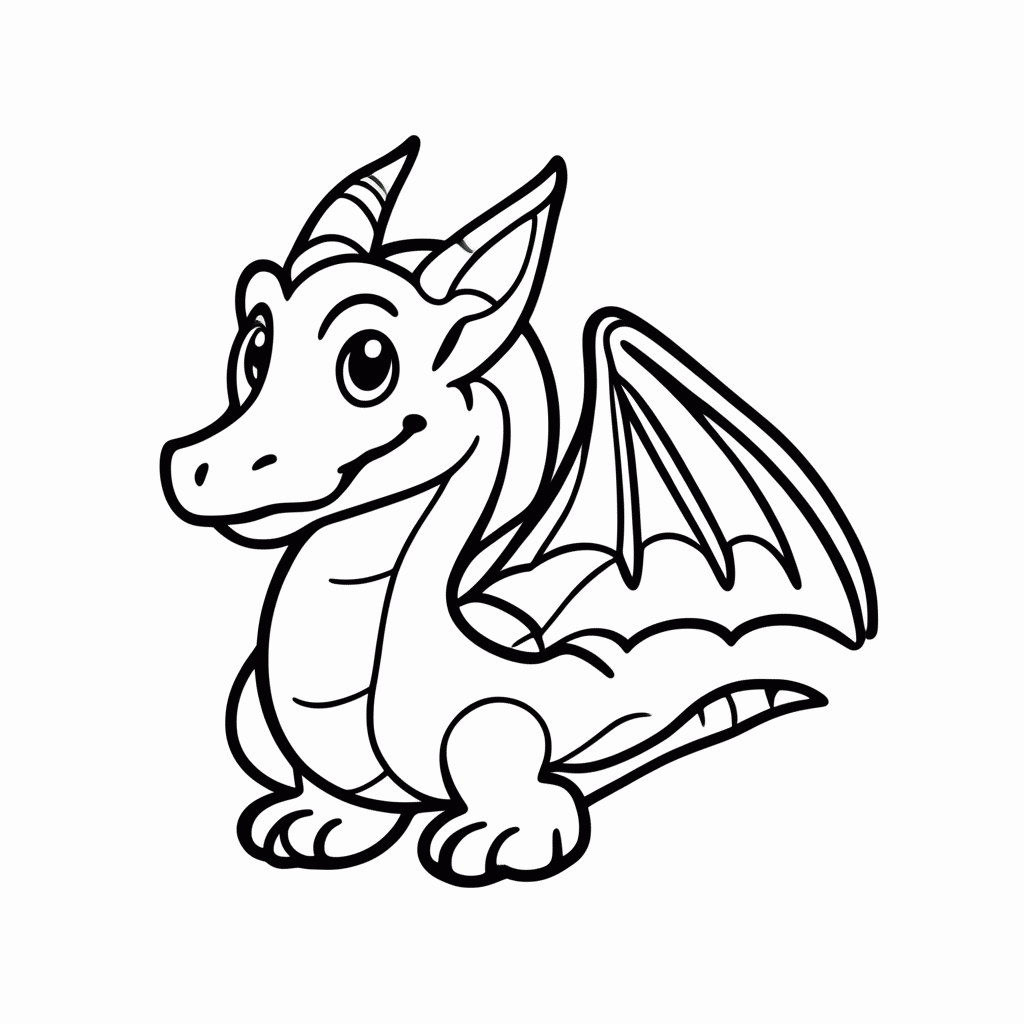 Desenho de Dragao Com Tesouro para colorir e imprimir grátis em folha A4