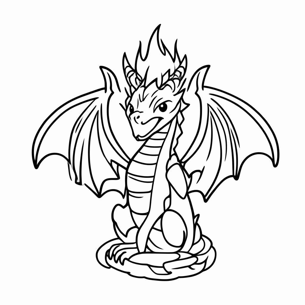 Desenho de Dragao De Fogo Classico para colorir e imprimir grátis em folha A4