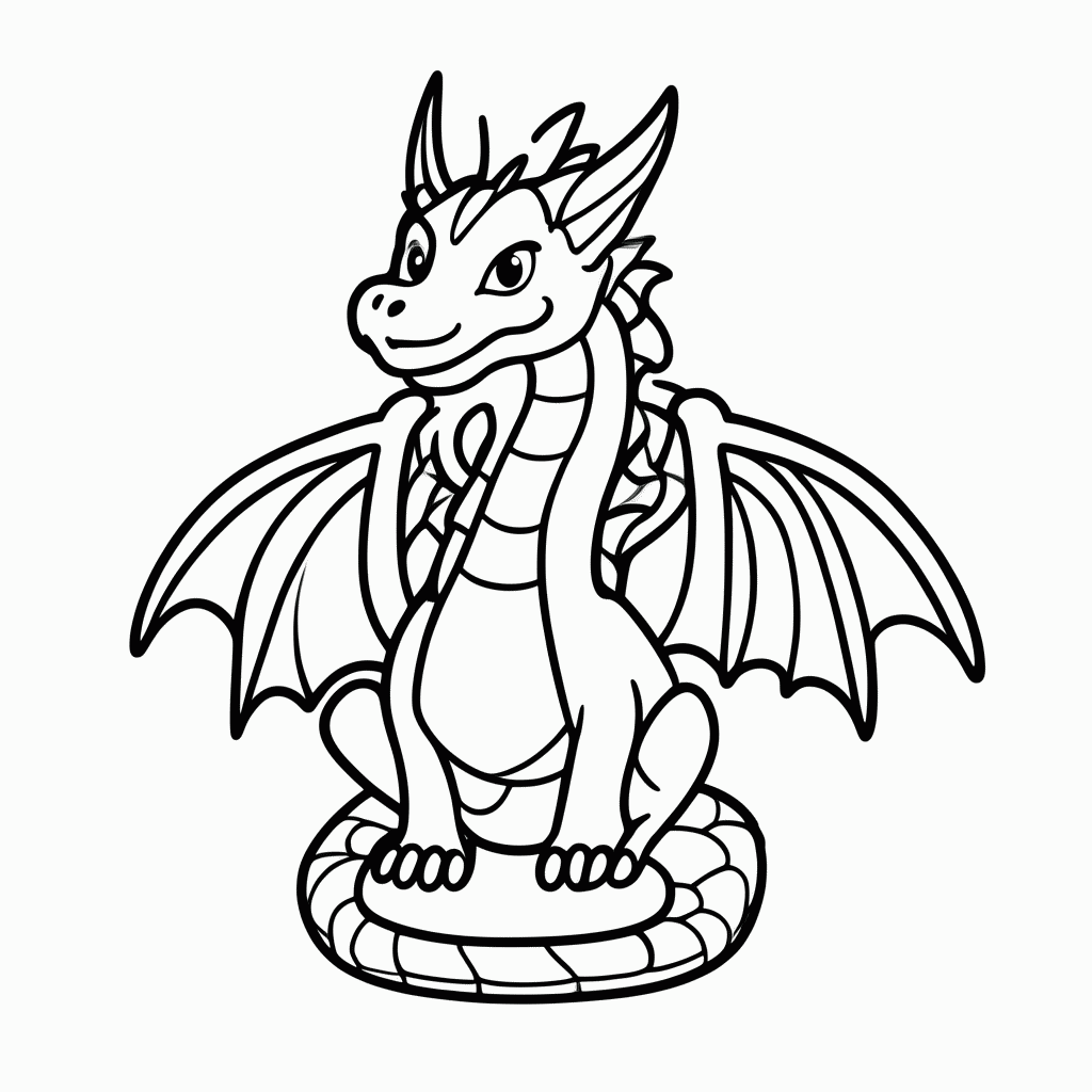 Desenho de Dragao Japones para colorir e imprimir grátis em folha A4