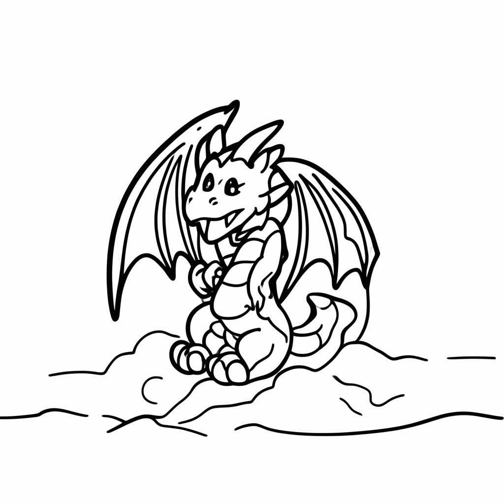 Desenho de Dragao Na Montanha para colorir e imprimir grátis em folha A4