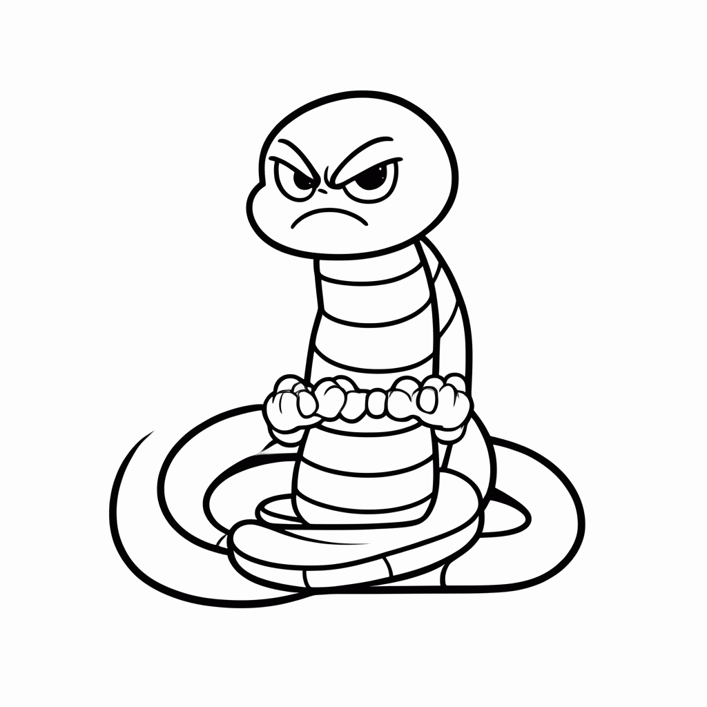 Desenho de Cobra Mal-Humorada para colorir e imprimir grátis em folha A4