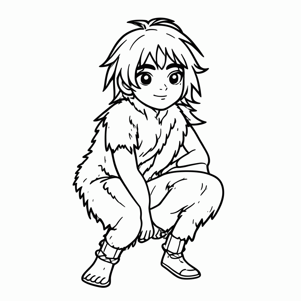 Desenho de Menina das Cavernas para colorir e imprimir grátis em folha A4