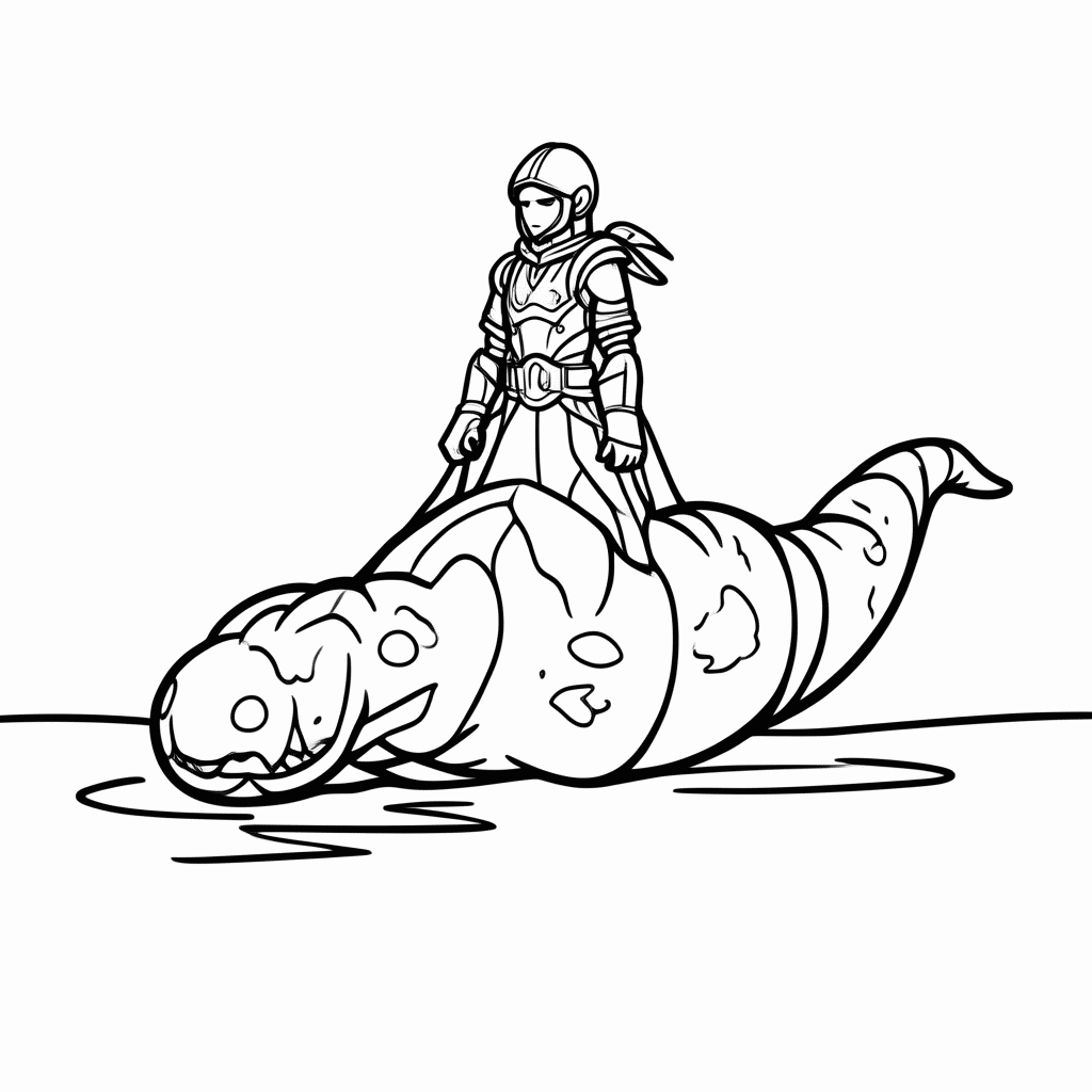 Desenho de Cavaleiro do Verme para colorir e imprimir grátis em folha A4