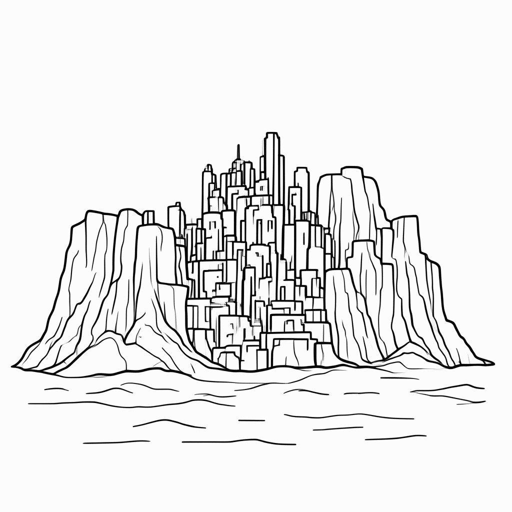 Desenho de Fortaleza no Deserto para colorir e imprimir grátis em folha A4