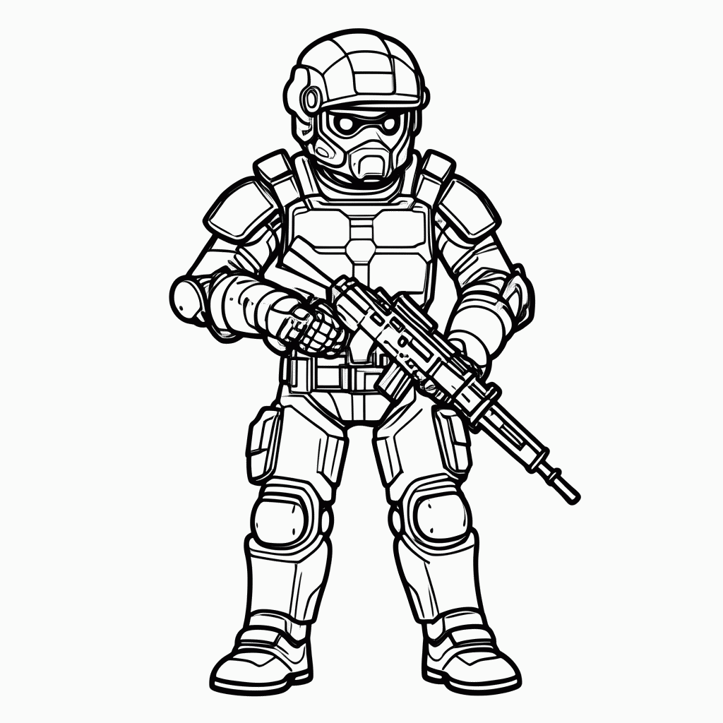 Desenho de Soldado Blindado para colorir e imprimir grátis em folha A4