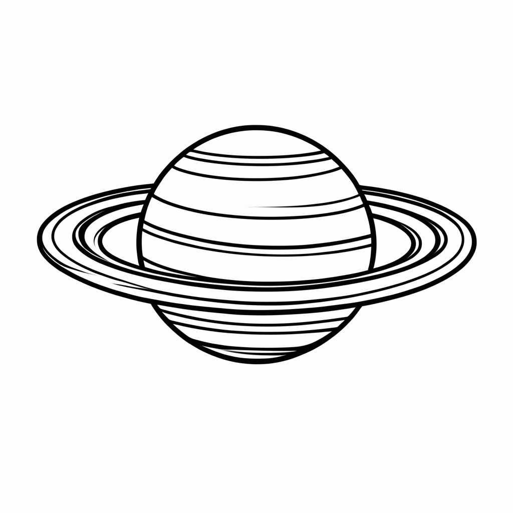 Desenho de Saturno para colorir e imprimir grátis em folha A4