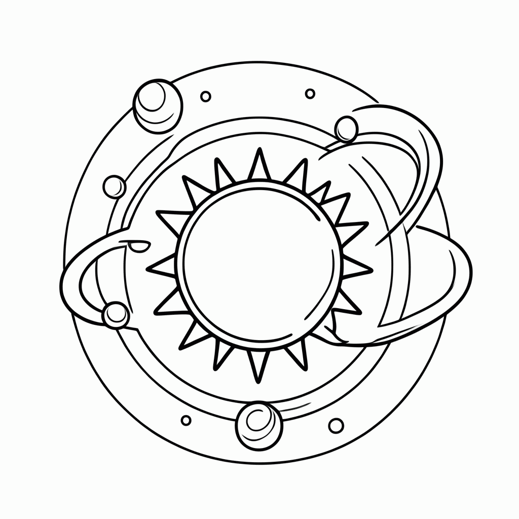 Desenho de Sistema Solar para colorir e imprimir grátis em folha A4