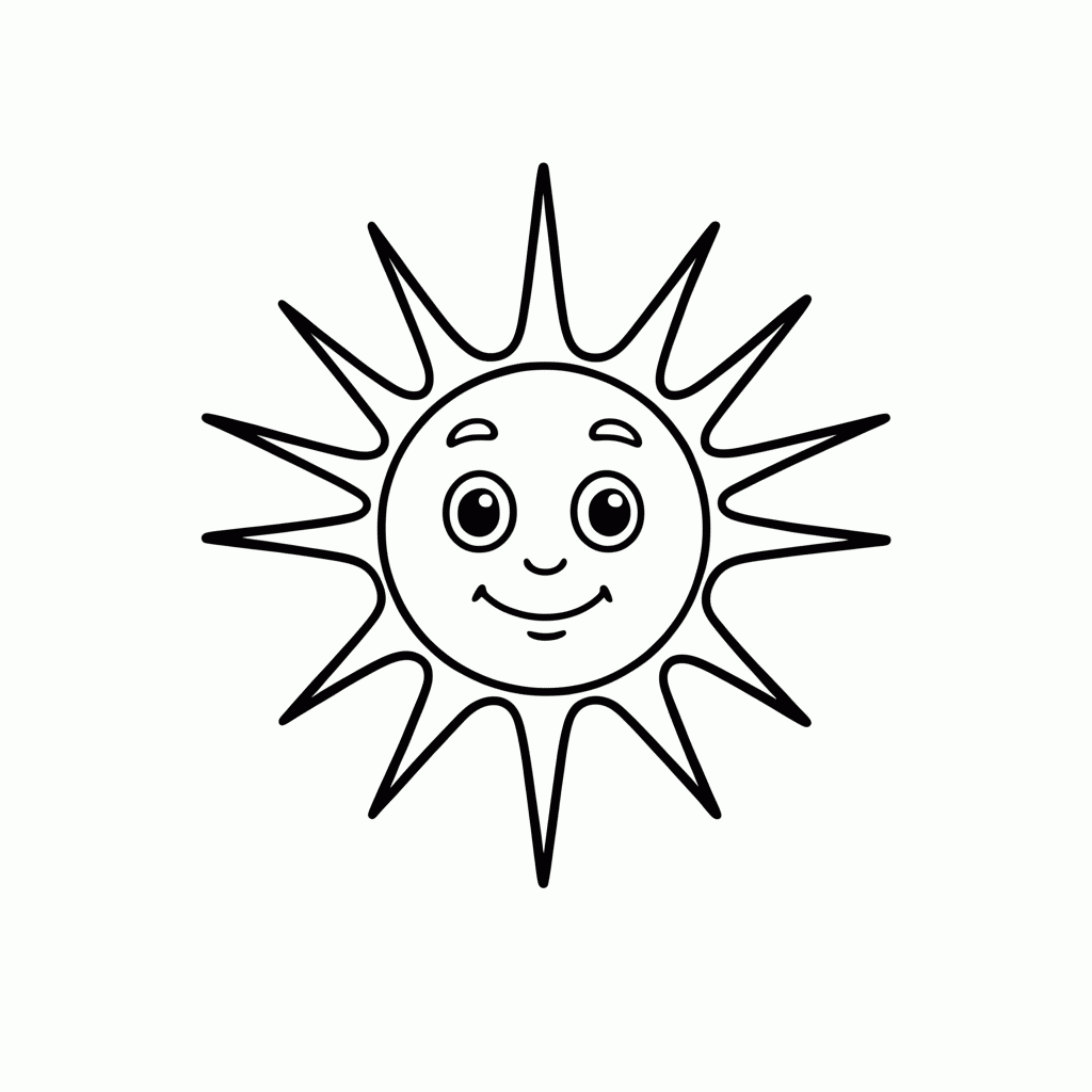 Desenho de Sol para colorir e imprimir grátis em folha A4