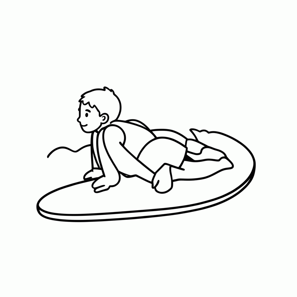 Desenho de Bodyboard para colorir e imprimir grátis em folha A4