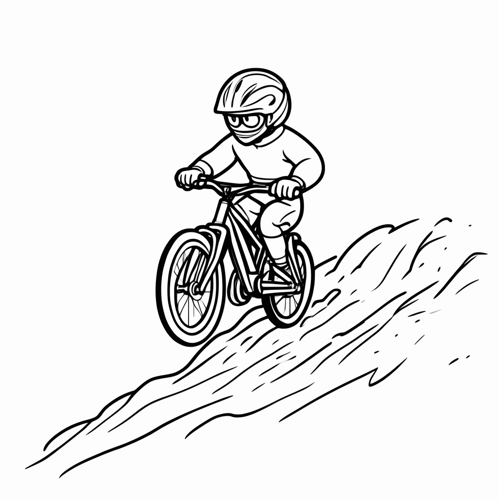 Desenho de Ciclismo De Trilha para colorir e imprimir grátis em folha A4